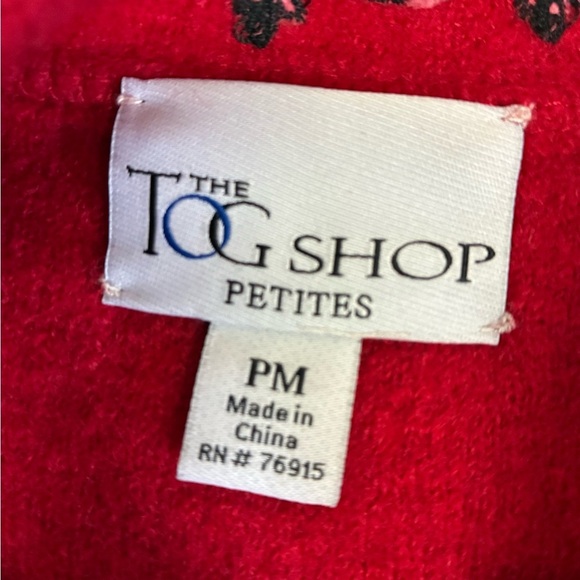 The Tog Shop Red 100% Wool Button Front Cardigan with Black Embroidered Trim - Picture 7 of 11